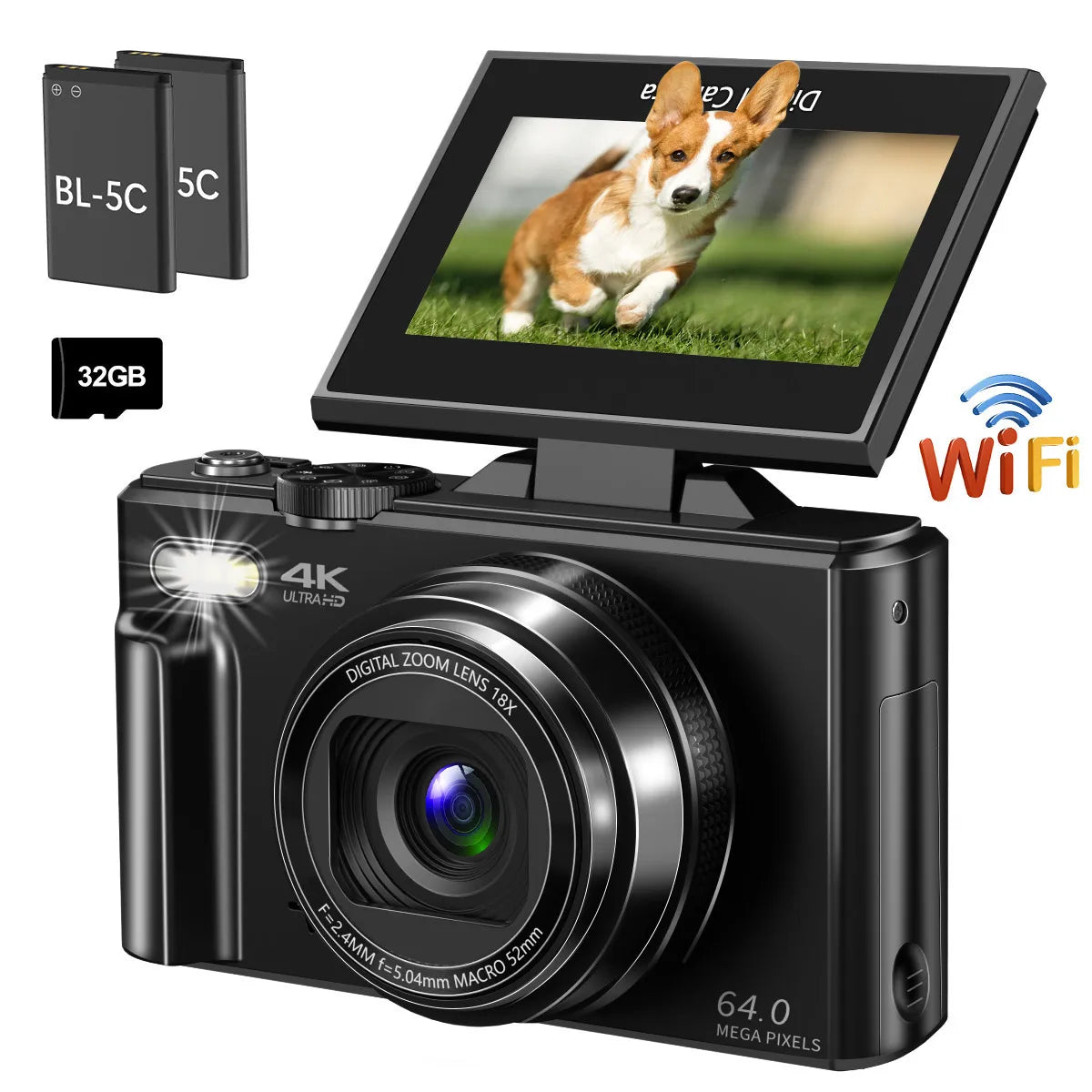 4K compact digital photography camera, 18x digital zoom