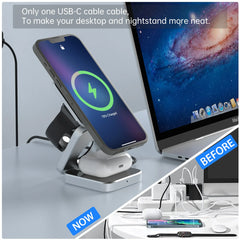 Travel 3 in 1 Magnetic Wireless Charger Foldable Stand