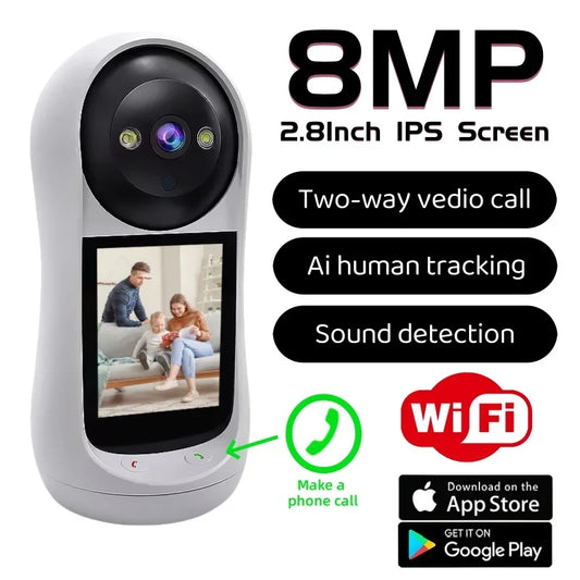 2.8 Inch Wifi Vedio Baby Monitor 8MP Surveillance IP Camera